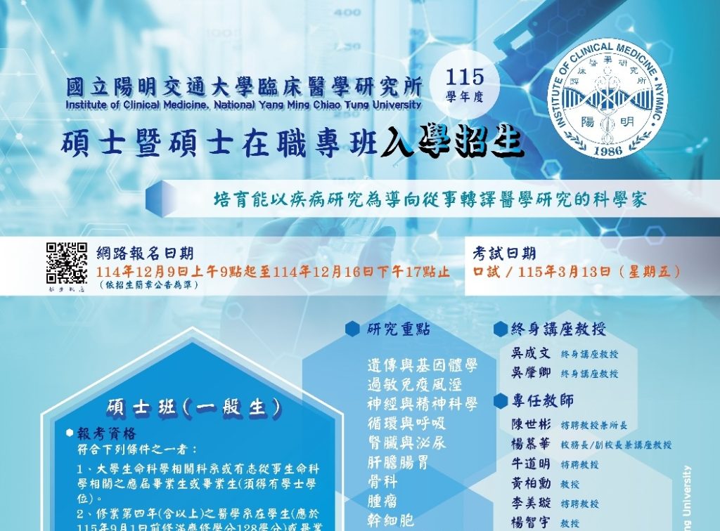 115學年度碩士班招生資訊海